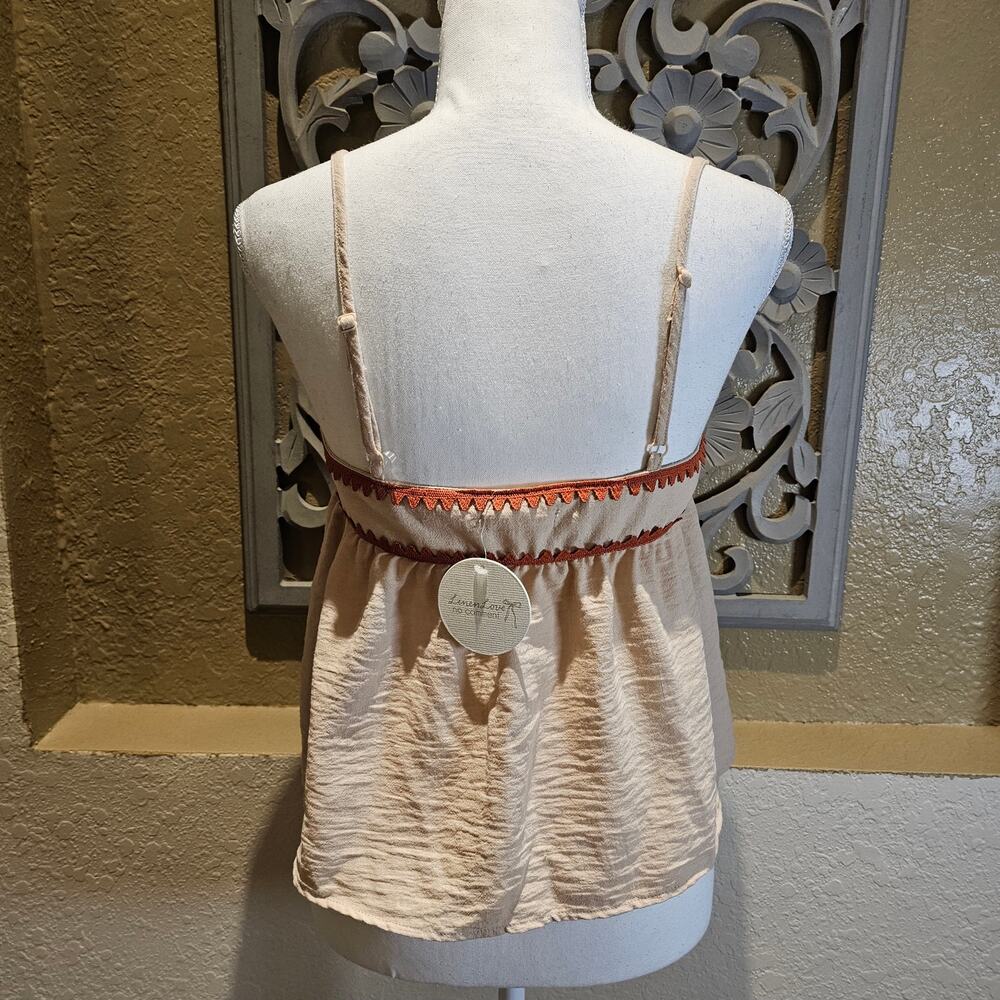 No Comment NWT Size S Satin Cami Tank Boho Coquette Babydoll Softgirl Top Beige - Picture 3 of 14